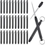 Chengu 30 Pieces Metal Toothpicks Portable Titanium Toothpicks Stainless Steel Reusable Toothpicks with Black Metal Teeth Picks Versatile Fruit Picker for Cocktail Travel Picnic