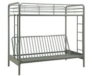 DHP Sammie Twin over Futon Metal Bunk Bed, Silver