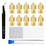 QIMEI-SHOP 3D Printer Nozzles 0.4mm MK8 Extruder Brass Nozzle with Cleaning Needles Tweezers Compatible with Makerbot Creality CR-10 Ender 3 Ender 5 22 Pieces