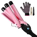 3 Barrel Curling Iron Hair Waver, Curling Wand 1 Inch Bed Head Waver with LCD Temp Display, 25mm Hair Crimper for Women, Ceramic Tourmaline Crimping Iron Triple Barrel Curling Iron