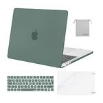 MOSISO Compatible with MacBook Pro 13 inch Case M2 M1 2024-2016 A2338/2289/2251/2159/1989/1706/1708, Hard Shell for MacBook Pro Case M2 M1 13 inch &Keyboard Cover&Screen Film&Pouch, Midnight Green