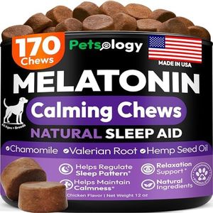 Advanced Melatonin for Dogs - 170 Dog Melatonin Calming Chews for Small and Large Dogs - Natural Dog Sleep Aid, Puppy Sleeping Pills, Anxiety, Stress, Separation, Barking, Fireworks - Made in USA