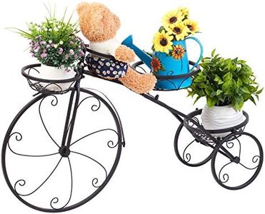 unho Estanterias para Macetas de Bicicleta Decorativa, Soporte Macetas de Metal Soporte Plantas con 3 Estantes Estanterias Plantas Exterior Interior Jardín Balcón Patio 79,5 x 52cm