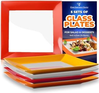 GAC Square Glass Dinner Plates in Vibrant Red Shades – Oven & Microwave Use, Dishwasher Friendly, Suitable for Hot or Cold Dishes, Ideal for Everyday & Special Occasions, 6x6 Inches, Set of 5