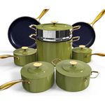 Nuwave 13pc Duralon Blue Luxury Edition Cookware Set, Healthy, Diamond Infused Nonstick Ceramic Coating, Stay-Cool Handles, Induction Ready, Compatible on All Cooktops, PFAS Free