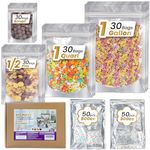 120pcs Mylar Bags for Food Storage with Oxygen Absorbers 300cc and 500cc (50 Packs Each), Resealable Pouches 4 Sizes Mix Bundle 30 Each (10x14, 7x10, 5x7, 4x6 Inches), Stand Up with Clear Window