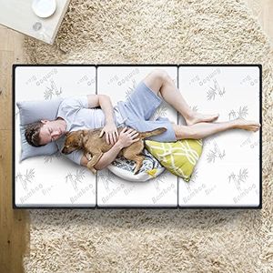 STARRY EUCALYPT Folding Mattress Tri-fold Sofa Lounge Mat Pad 190 x 130 x 10cm Portable Mattress Floor Bed in Bamboo White for Home Office Camping and Travel Use