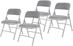 OEF Furnishings Deluxe Fabric Upholstered Double Hinge Premium Folding Chairs, Grey