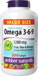 Webber Naturals Omega 3-6-9 1,200 mg Fish Oil, 280 Softgels, Supports Cardiovascular Health and Brain Function