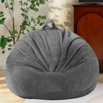 ZhenLives-Bean Bag Chair Cover Without Filling ,Washable Ultra Soft Sturdy Zipper Corduroy,Large Plush Toys Storage Bag,Sofa Sack Bean Bag for Kids,Adults,Teens--Large 36 x 45 inches Blue Grey