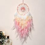 KHOYIME Dream Catcher Tree of Life Wall Decor with Crystal Stone Handmade Dream Catchers for Bedroom Bohemian Home Decor Wedding Ornament Craft Gift