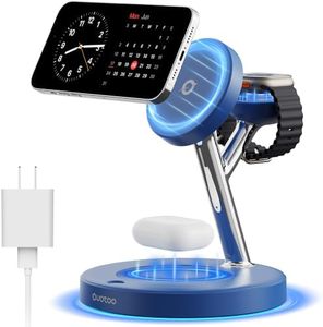 【Adjustable Blue Ambient Light】 Wireless Charger 3 in 1 for iPhone, Magnetic Charging Station for Apple Family,15W Fast MagSafe Charger Stand,for iPhone17-12-iWatch AirPods Series