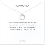 LANG XUAN Message Card Cat Pendant Necklace Friendship Compass Good Luck Elephant Pendant Chain Necklace for Women Gift (Silver Cat)