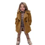 liangp Sales Clearance Girls Teddy Fleece Trench Coat Warm Coat Toddler Baby Jacket Outerwear Winter Kids Thicken Coat&Jacket Girls Padded Windbreaker Solid Outfit Brown