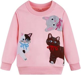 NUBEEHOHO Toddler Baby Girls Sweatshirts Kids Winter Clothes Casual Long Sleeve Shirts Crewneck Pullover Sweater Tops 2T-7T, A Cats, 3 Years