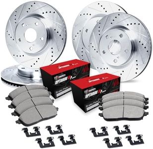 R1 Concepts Front and Rear Brake Kit Fits 2009-2015 Cadillac CTS| Optimum Oep Pads, Drilled Slotted Rotors| Hardware| 14.6" Front & 14.4" Rear