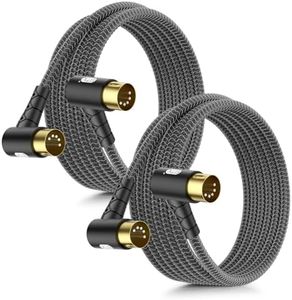 EMK 2Pack 10ft/3m 90-Degree MIDI Cable - Ultra-Compact 5-Pin DIN with Low-Profile Plugs for Tight Spaces, Compatible with Keyboard/Synth/Interface/Guitar FX (Studio & Live Use)