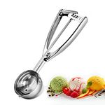 Bixel Ice Cream Scoops with Easy Trigger - Large Sized (6.3cm) 304 Stainless Steel Cookie Scoop for Meatballs, Mellon Balls, Mashed Potatoes and Muffins