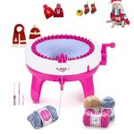 Shoze Knitting Machine DIY Hand Knitting Machine Weaving Loom Board Rotating Needle Machine for Adults and Kids (40 Needle-Rose red)