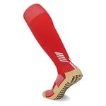 MENDENG Non Slip Soccer Socks for Men Football Hospital Socks with Grips 1 Pairs Red