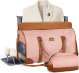 Tonyeee Convertible Garment Duffel Bags for Travel, Carry On Garment Bag with Shoe Compartment, 3 in 1 Foldable Suit Duffle Bag for Women, Jenni Bag for Hanging Clothes, Pink (2Pcs Set)