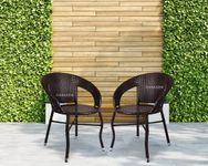 CORAZZIN Garden Patio Seating Chairs for Balcony Outdoor Furniture Set of 2 Chairs (Brown)