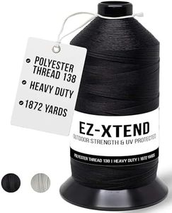 EZ-Xtend #138 Bonded Polyester Thread 100% American Made for Outdoor and Marine Fabric Sewing Applications, Awnings, Tarps, Canvas. for Heavy Duty and Industrial Sewing Machines (Black, 8 oz)