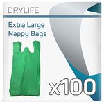 Drylife Scented Extra Large Nappy Disposal Bags | Easy & Hygienic Disposal, Mask Unpleasant Odours, Suitable for Big Incontinence Products (1 Pack of 100)