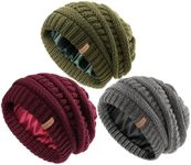 FURTALK Womes Slouchy Winter Beanie Knit Hat Satin Lined 3 Pack Thick Warm Fashionable Skull Cap