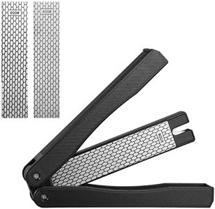 Diamond Sharpening Stone Folding Knife Sharpener Garden Tools Sharpening #400/600 Grit Double Sided for Sharpening Knife Blades, Kitchen Knives, Camping Hunting Knife