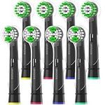 Wetqaip Replacement Toothbrush Heads Compatible with Oral B Braun Electric Toothbrush, 4 Sensitive+4 Precision+8 Cover Caps-Black