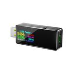 Eversame USB Digital Power Meter Tester Multimeter Current and Voltage Monitor, DC 5.1A 30V Amp Voltage Power Meter, Test Speed of Chargers, Cables, Capacity of Power Banks-Black