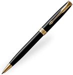 PARKER Sonnet Ballpoint Pen, Black Lacquer with Gold Trim, Medium Point Black Ink (1931497)