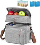 LIWEGHT Expandable Large Lunch Bag 15L Double Deck Lunch Box Leakproof Cooler Bag for Men Women Adults Insulated Lunch Tote Bag with Shoulder Strap