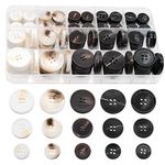 OELFFOW 110Pcs Mixed Sewing Buttons, 4-Hole Craft Buttons Round Blazer buttons, 5 Color 3 Size(15mm,20mm,25mm) Suit Coats Resin Button with storage box, Suitable for variety clothing sewing, DIY craft