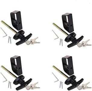 StartFine 4 Kits T-Handle Shed Door Locks 4-1/2" Shed Door Locking Handle with 12 Keys and 8 Screws, Barn Playhouse & Chicken Coop Door Lock 4 Kits