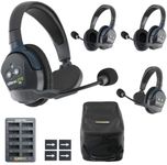 EARTEC UL422 Ultralite-HD 4-Person Full Duplex Wireless Intercom Headset Communication System, Single and Dual Ear Headsets, Up to 1000ft Range, U.S. Company