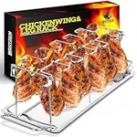 Chicken Drumstick Grill Rack - Large Capacity Smoker BBQ Chicken Wing Rack Can Hold Up 12 Legs, Wings, Thighs, Drumsticks - Made From Sturdy Stainless Steel With A Locking Mechanism & Deep Drip Tray