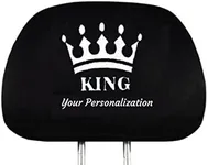 Yupbizauto Customized Personalized Embroidery King Crown Logo Auto Truck SUV Car Seat Headrest Cover Accessories Gift for Men 1 Piece Black Proudly Design and Made in USA