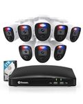Swann Enforcer Home Security Camera System with 1TB HDD, 8 Channel 8 Cameras DVR CCTV, Wired Surveillance 1080p Full HD, Color Night Vision, Red & Blue Flashing Lights, Alexa + Google, SWDVK-846808SL