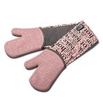 Zeal Silicone Double Oven Gloves, Heat, Steam and Water-Resistant Mitts with Quilted Fabric Inner, Non-Slip Grip. Perfect for Cooking and Baking. Machine Washable, Rose Pink