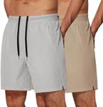 COOFANDY Mens Gym Shorts 7'' Workout Shorts 2 Pack Quick Dry Fitted Running Shorts with Zipper Pockets