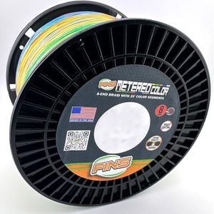 FINS Metered 4-Color 25ft Segments Braid Fishing Line - 8-Strand Braided, USA Made, No Color Transfer, Precision Depth Control - Metered - 80 lb - 4800 Yds