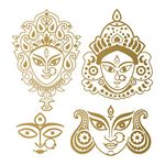 WallDesign Vinyl Decals Stickers Goddess Durga Set of 4 Series Gold Colour Reflective Vinyl