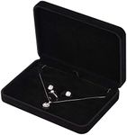 LETURE Large Velvet Jewelry Set Box, Big Necklace and Ring Earring Pendant Gift Box, Pearl Necklace/Chunky Necklace Jewelry Storage Case (Black)