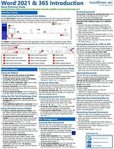 Microsoft Word 2021 and 365 Introduction Quick Reference Training Tutorial Guide (Cheat Sheet of Instructions, Tips & Shortcuts - Laminated Card)