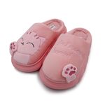 VRITRAZ Indoor Slipper, Comfort Slip On Closed Toe Warm Winter House Clog (Kitty Pink,UK-9)