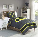 JPI DC Comics Batman Emblem 3-Piece Reversible Queen Comforter Set - Gray and Black - Officially Licensed - Super Soft & Cozy - 86'' x 86'' - 100% Polyester