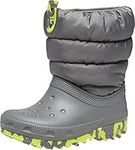 Crocs Classic Neo Puff Boot K Snow, Slate Grey, 10 UK Child