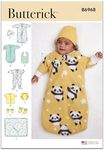 Butterick Infants' Bunting, Jumpsuit, Shirt, Diaper Cover, Hat, Bib, Mittens, Booties and Blanket Sewing Pattern Kit, Design Code B6968, Sizes XXS-XS-S-M-L, Multicolor